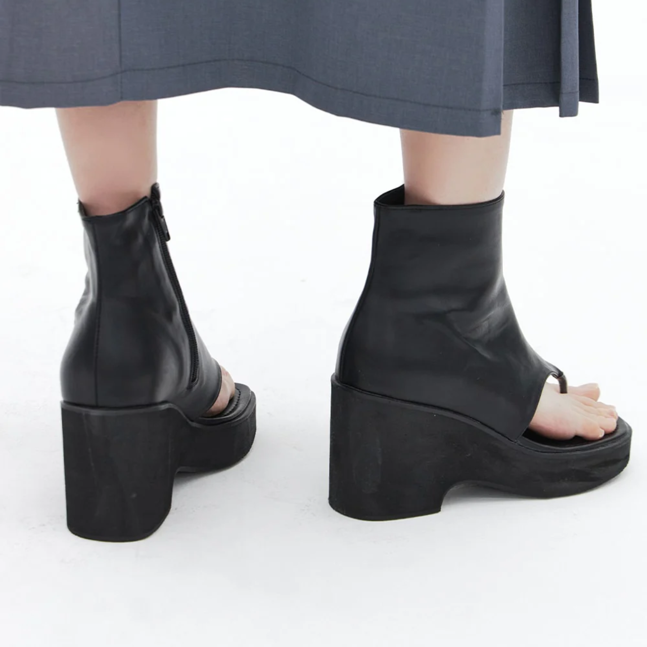 Modern Open Toe Leather Boots