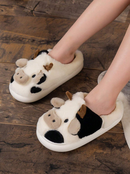 Cartoon Big Nose Bull Plush House Slippers