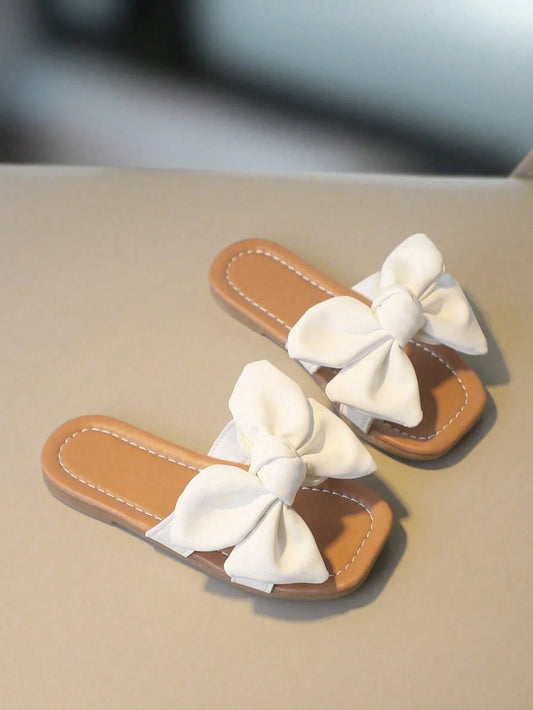 Bow Decor Non-slip Slippers For Summer