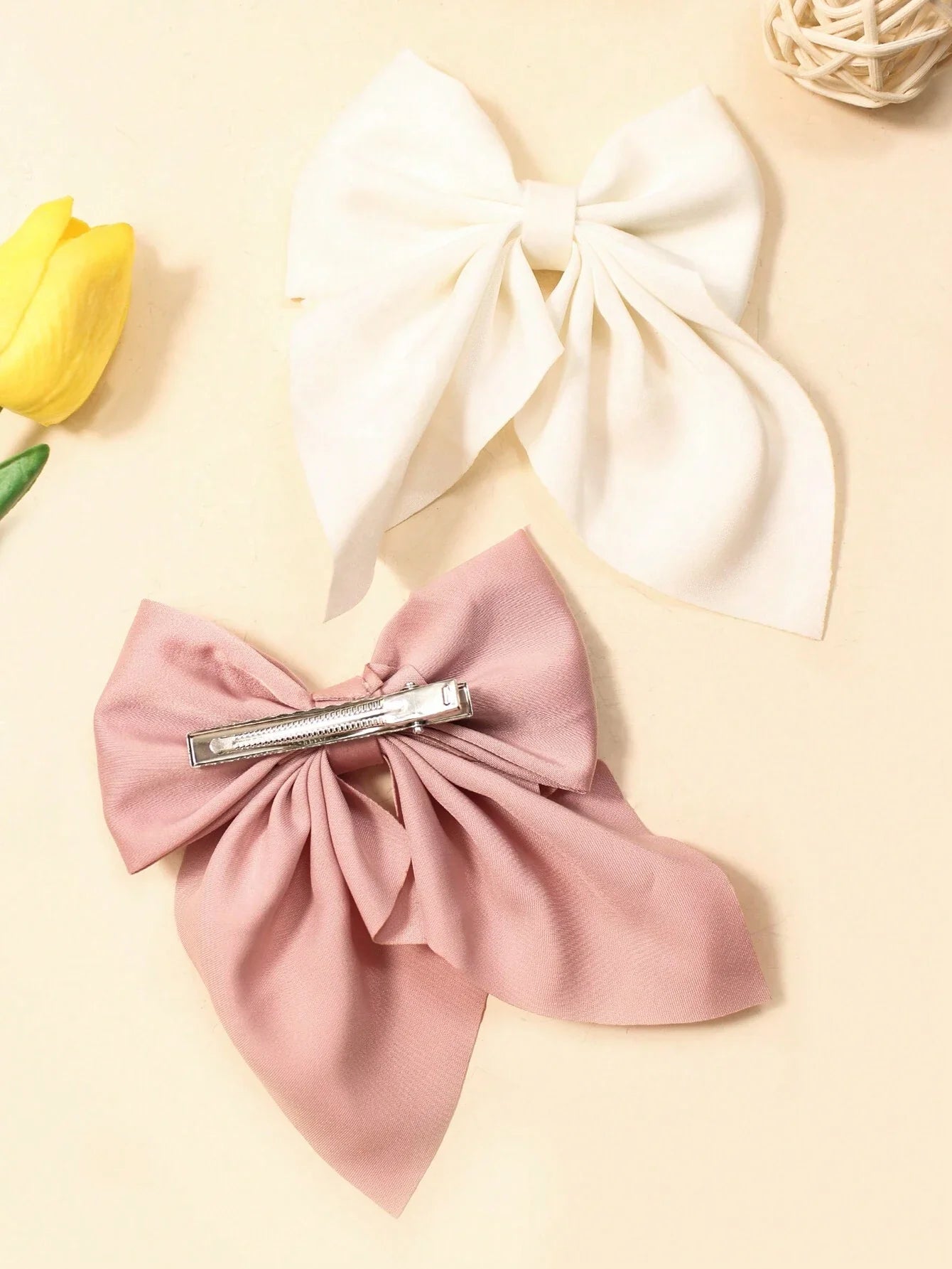 Solid Bow Hair Clips For Girls