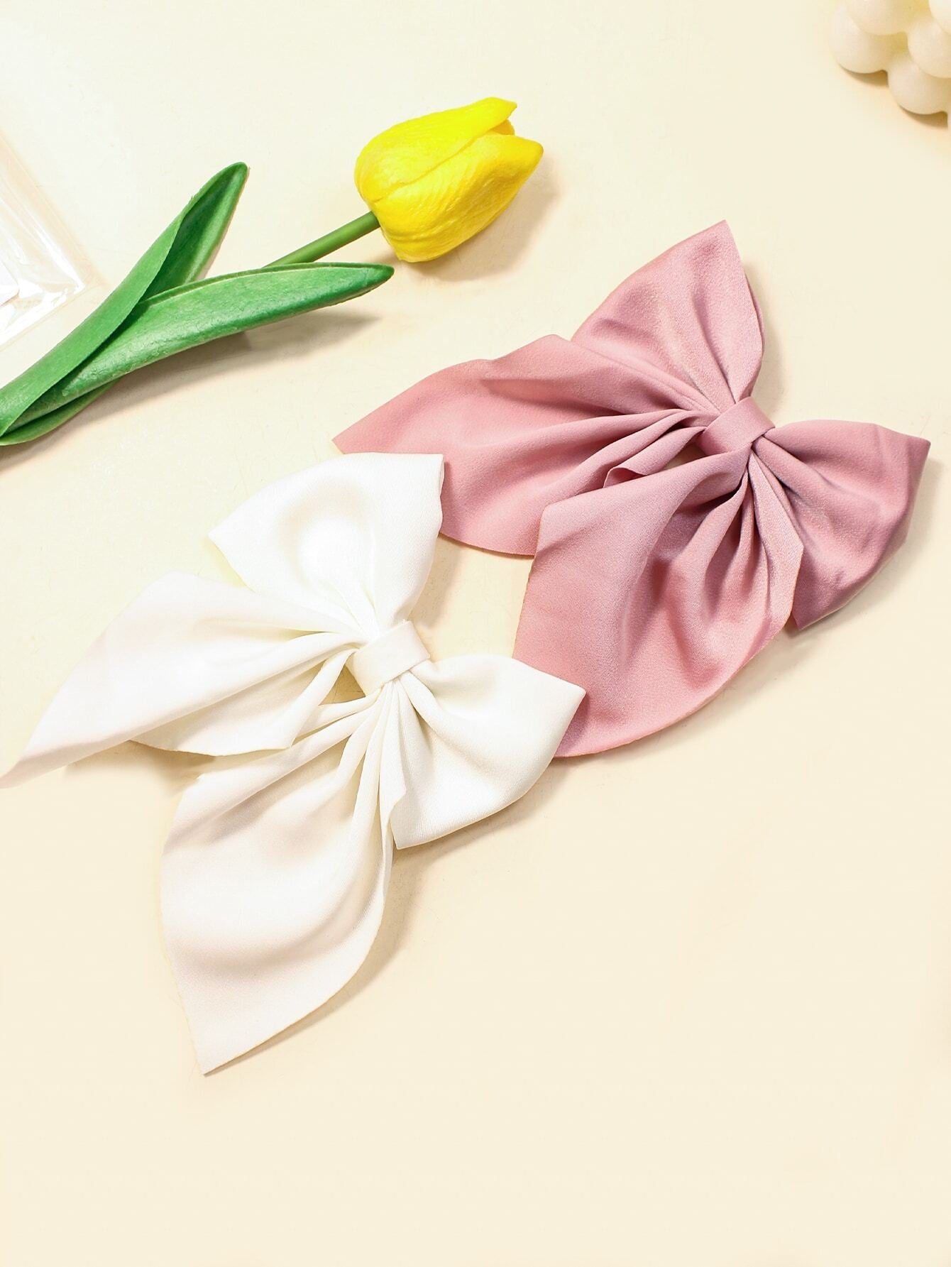 Solid Bow Hair Clips For Girls