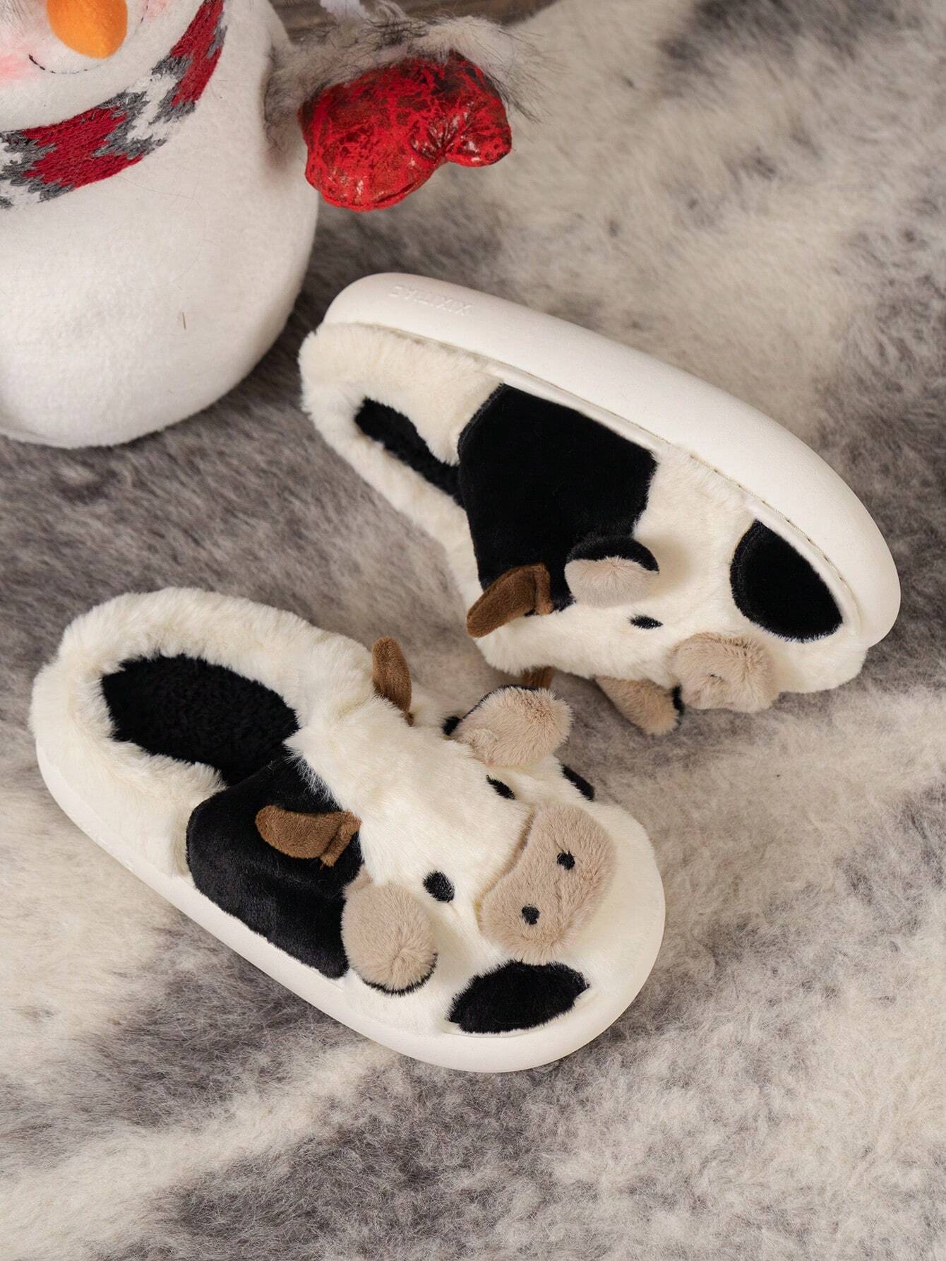 Cartoon Big Nose Bull Plush House Slippers