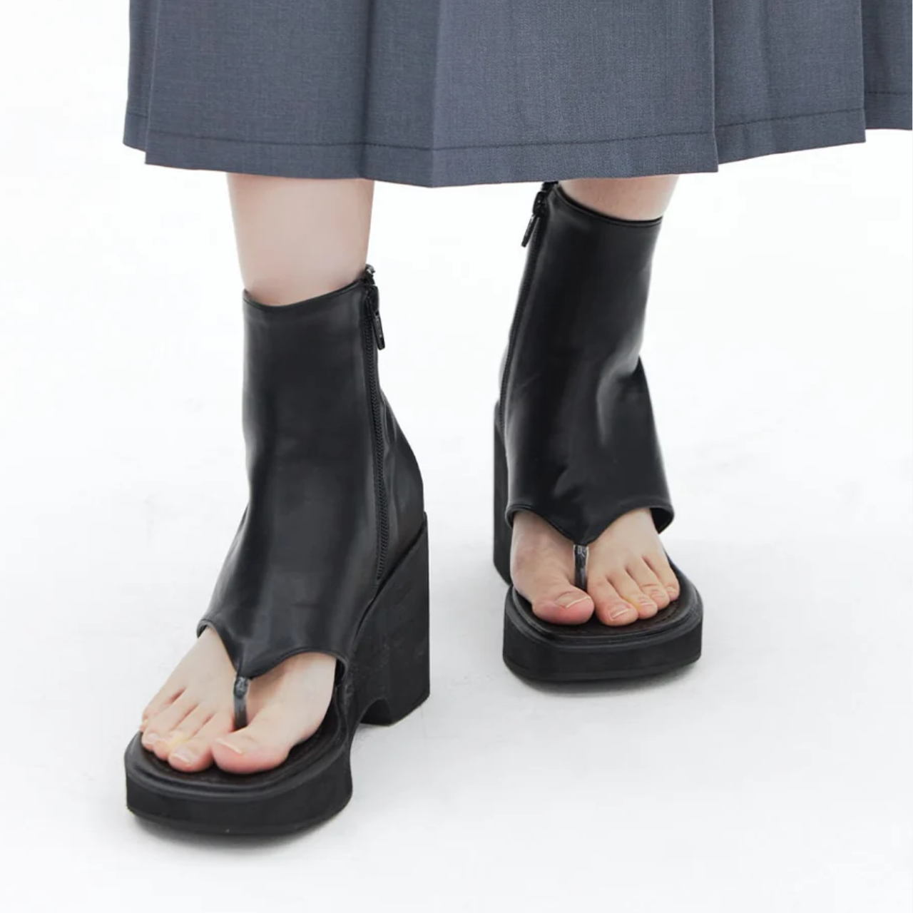 Modern Open Toe Leather Boots