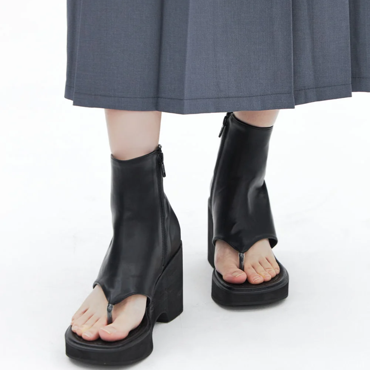 Modern Open Toe Leather Boots