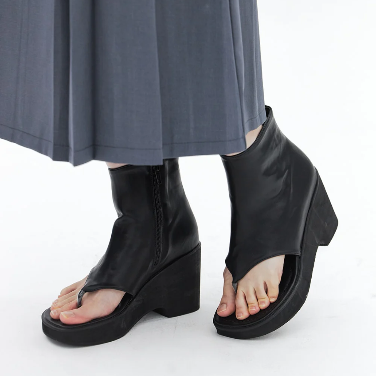 Modern Open Toe Leather Boots